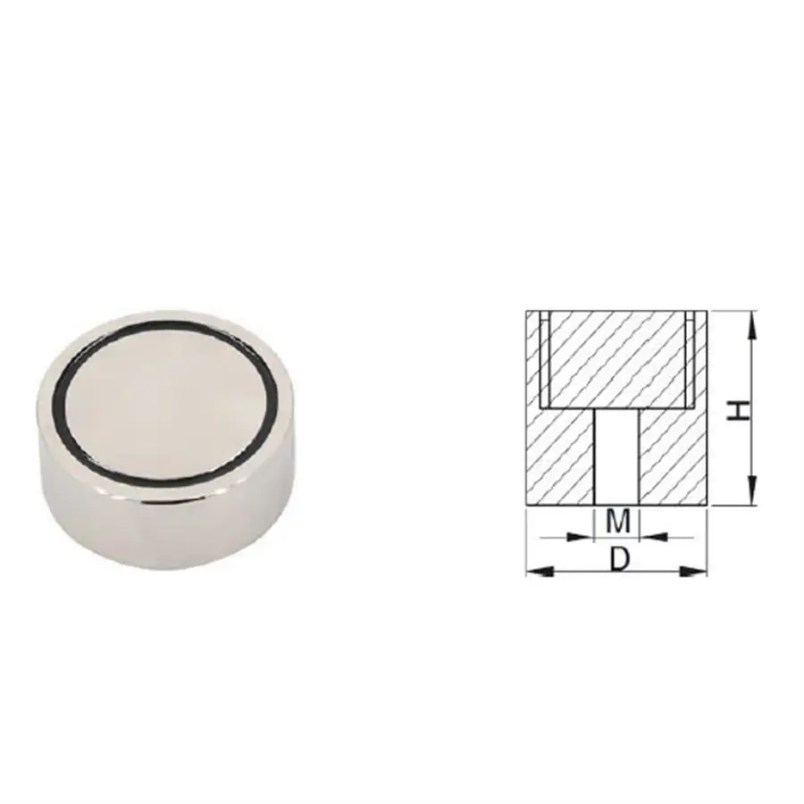 NdFeB Pot Magnet Style A with nickel coating